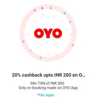 Get 20% Cashbacks Upto 200 On OYO Rooms Using Airtel Payment Bank (Min 500)