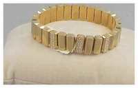 Fossil Brand Goldtone Rectangle Bead Rhinestone Stretch Bracelet JA6671 