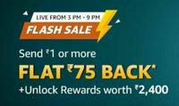 Amazon Money Transfer Flash Sale : Send Re.1 and Get Rs.75 Cashback in Amazon Pay