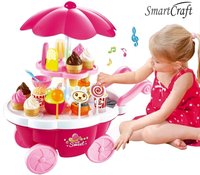 Smartcarft Ice Cream Kitchen Play Cart Kitchen Set Toy with Lights and Music -Small, Multicolor