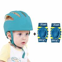 Liltoes Baby Safety Helmet Corner Guard & Proper Ventilation with Kneepad (Royal Blue)