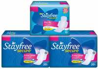 Stayfree Secure XL Cottony Sanitary Napkins with Wings, Extra Large (40 Count-Pack of 2, 20 Count) with Dry XL Sanitary Napkin (6 Count) Free @151