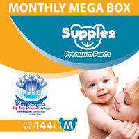 Supples Baby Diaper Pants, Monthly Mega-Box, Medium, 144 Count 43%off @1075
