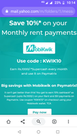 Paymatrix : 10% cashback as supercash(upto ₹1000)  on rent and bill payment via mobikwik wallet
