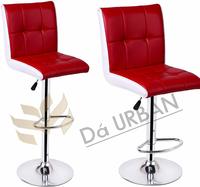 Height Adjustable Bar Stool Chair (Red & White) (Set of 2) @3116