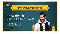Invite Friends and get Rs.31 per refer Unlimited times -on their 1st Money transfer. 