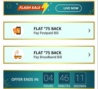 Amazon Flash sale on Flights, Postpaid Mobile Bill & Landline/Broadband Bill (Valid till 9 PM)