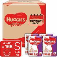  Huggies Wonder Pants Diapers Monthly Pack, Small (168 Count) @ ₹876 (if bought with One Month Subscription)
