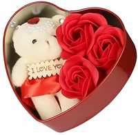 Heart shape box with teddy and rose at ₹139 only!