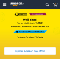 Amazon Riddles Ride Quiz – Solve & Win ₹5000 -20 Winners [App Only]