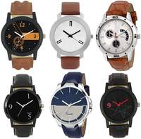 Analouge Designer Leather Balt balt set of 6 combo watch For Boys and Men Analog Watch - For Men@ 451 

