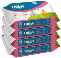 Little's Soft Cleansing Baby Wipes with Aloe Vera, Jojoba Oil and Vitamin E (80 Wipes) Pack of 4