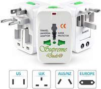 Supreme Deals Universal Travel Adapter with 125V 6A, 250V Surge/Spike Protected Electrical Plug (White)

