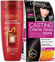 L'Oreal Paris Casting Creme Gloss, 200 Ebony Black, 87.5g with Free Hair Expert Color Protect Shampoo, 175ml