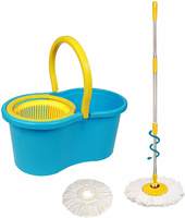 Enrich Regular 360 Degree Plastic Magic Spin Mop Set (Blue and Yellow, Glossy Finish, 4-Pieces

