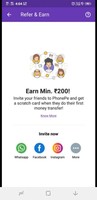 Referal amount Increased to min 200 and Get up to Rs.1,000 on your first money transfer on #PhonePe!

