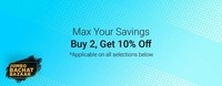 Flipkart Jumbo Bachat Bazaar - Buy 2 get 10% off 
Buy 4 get 15% off