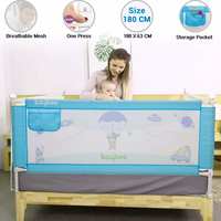Baybee Bed Rail Guard for Baby Safety-Portable and Foldable Full Bed Rail for Kids (Blue, 180x63 cm)