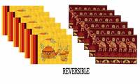 STITCHNEST Reversble Elephant PVC Print Table Mat - 12 x 18 inches - Set of 6 