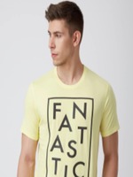 FIDO DIDO Men Yellow Printed Round Neck T-shirt