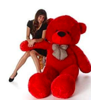  Back In stock: Stuffed Soft Cotton Teddy (Red, 4 Feet)
