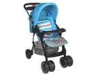 Sunbaby Divine Stroller Pram,Portable with 3 Reclining Position Comfortable Cushion Pading & Canopy for Baby - Blue