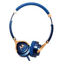 Motorola Pulse 3 On Ear Wired Headphone with Alexa (Blue and Gold)