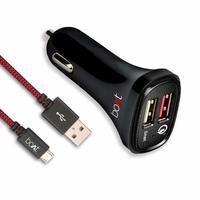 boAt Dual Port Rapid Car Charger (Qualcomm Certified) with Quick Charge 3.0 + Free Micro USB Cable - (Black)