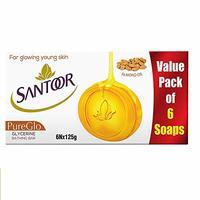 (Pantry)Santoor Glycerine PureGlo Soap 125g (Pack of 6)