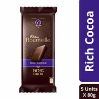 Cadbury Bournville Rich Cocoa Dark Chocolate Bar, 80 gm (Pack of 5)
