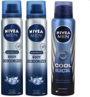 Nivea Men Ice cool deodoriser & cool kick deodorant combo pack of 3