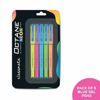 Classmate Octane Gel Pen (Blue)- Neon Series- Pack of 5