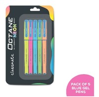 Classmate Octane Gel Pen (Blue)- Neon Series- Pack of 5 