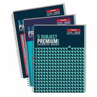Luxor 5 Subject Spiral Premium Exercise Notebook, Single Ruled - (18cm X 24cm), 250 Pages, Pack Of 3