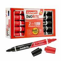 [Pantry]  Luxor Duorite 2-in-1 Bullet Tip Whiteboard Marker - Black & Red - Pack of 10