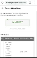 Makemytrip - Up to ₹1250 Off* on Domestic Flights & Hotels Exclusive offer* for PayPal customers (Firstever) 