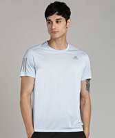 ADIDAS  Self Design Men Round Neck Light Blue T-Shirt