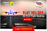 Flipkart Travel Fest : Flat 10% off on First Flight Booking (No. Min Booking)