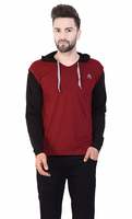 (Small Size) AD & AV Mens Fullsleeve Hooded Tshirt T34_MT_Cap_MARONBLACK_AA Rs.195/-