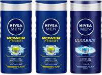 Nivea Power Fresh and Coolkick Shower Gel  (3 x 250 ml)