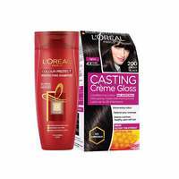 L'Oreal Paris Casting Creme Gloss, 200 Ebony Black, 87.5g with Free Shampoo 175ml