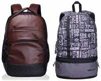 F Gear Luxur Brown 25 liter Laptop Backpack + Burner P8 20 Ltrs White Casual Laptop Backpack (2404 + 2184)