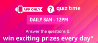 Amazon Quiz Answers for 10 Feb 2020 & Win 10 Prizes  of Win Rs. 5,000
