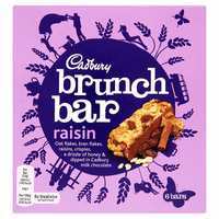 Cadbury Brunch Bar Raisin, 6 Bars
&
Cadbury Brunch Bar Choc Chip - 6 Bars
