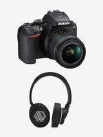 Nikon D3500 DX-Format DSLR Two Lens Kit + NU Republic Starboy 3 BT Headphone