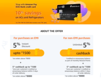 Flat 10% cashback on Ac's & Refrigerator's on payment via Amazon pay ICICI credit card