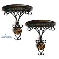 Worthy Shoppee Beautiful Wood & Wrought Iron Fancy Wall Bracket Pack of 2

