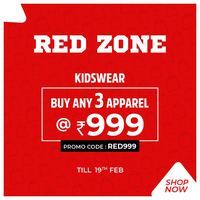 Brandfactory Red Zone : Buy 3 Apparels @₹999 (only till 19th Feb)