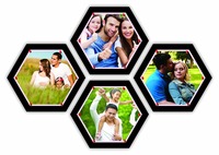 Marine Pearl 12 Inch Set of 4 Multifunctional Hexagonal Pin Up Photo Frames Wall Collage Soft Board for Home & Office (Black) at ₹484

