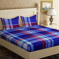 Cozyland Printed 130 TC Polycotton Double Bedsheet with 2 Pillow Covers - blue9